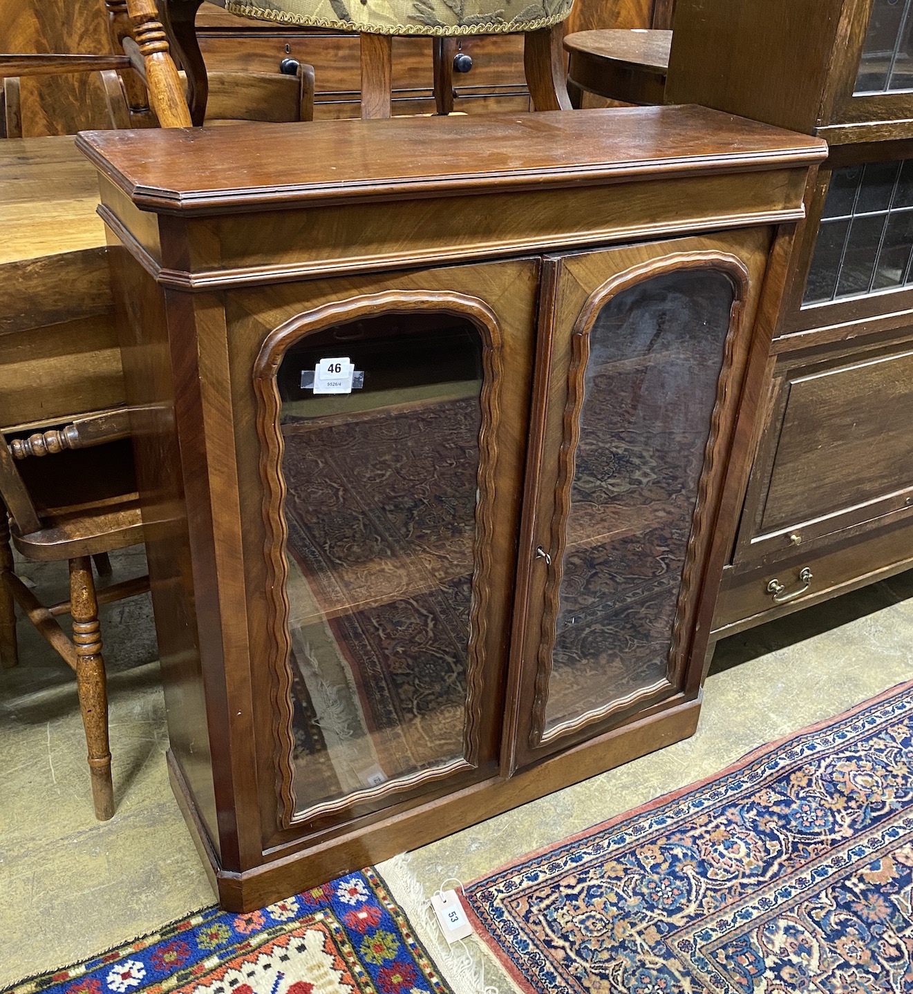 A Victorian mahogany glazed pier cabinet, width 83cm, depth 28cm, height 94cm